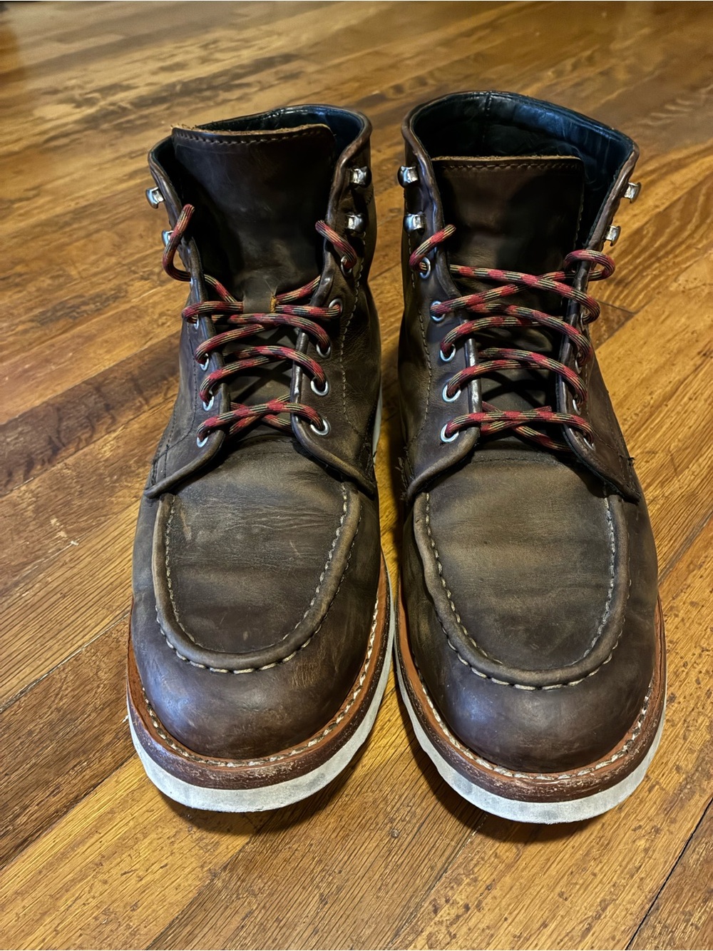 Thursday Boot Company Dark Brown Moc Toe Work Boots with White Outsole